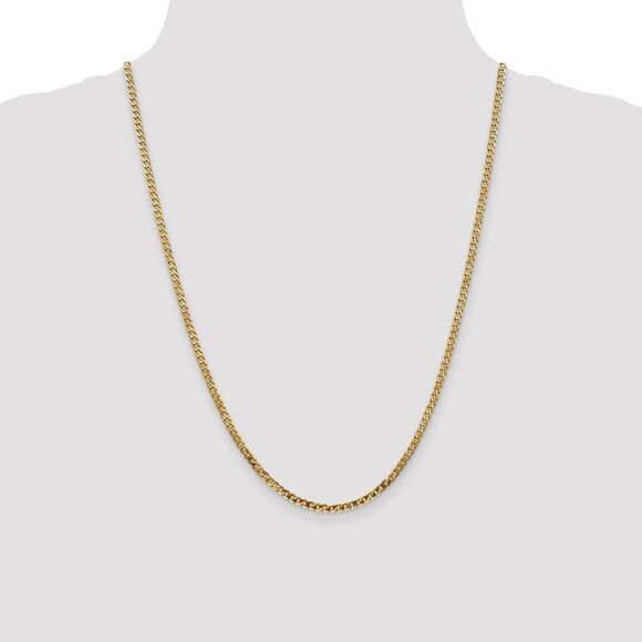 2.9mm 10k Yellow Gold Flat Beveled Curb Chain Necklace, 24 Inch